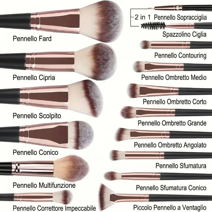 Set Pennelli Make-Up Professionali Ipoallergenici